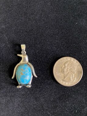 Sterling Silver Turquoise Penguin Pendant (without chain)